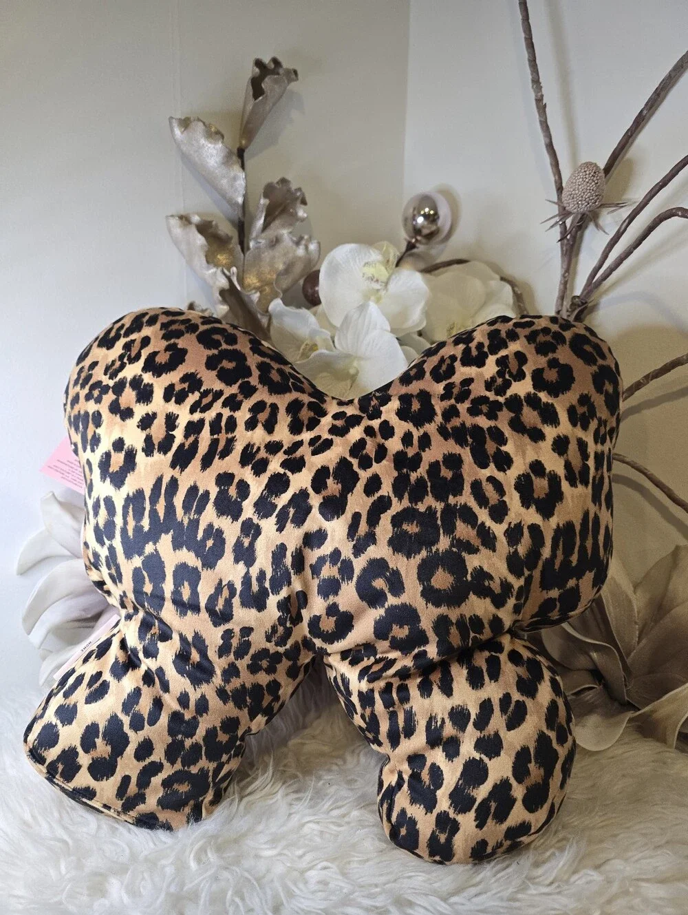 Juicy Couture Hot pink bow leopard pillow New